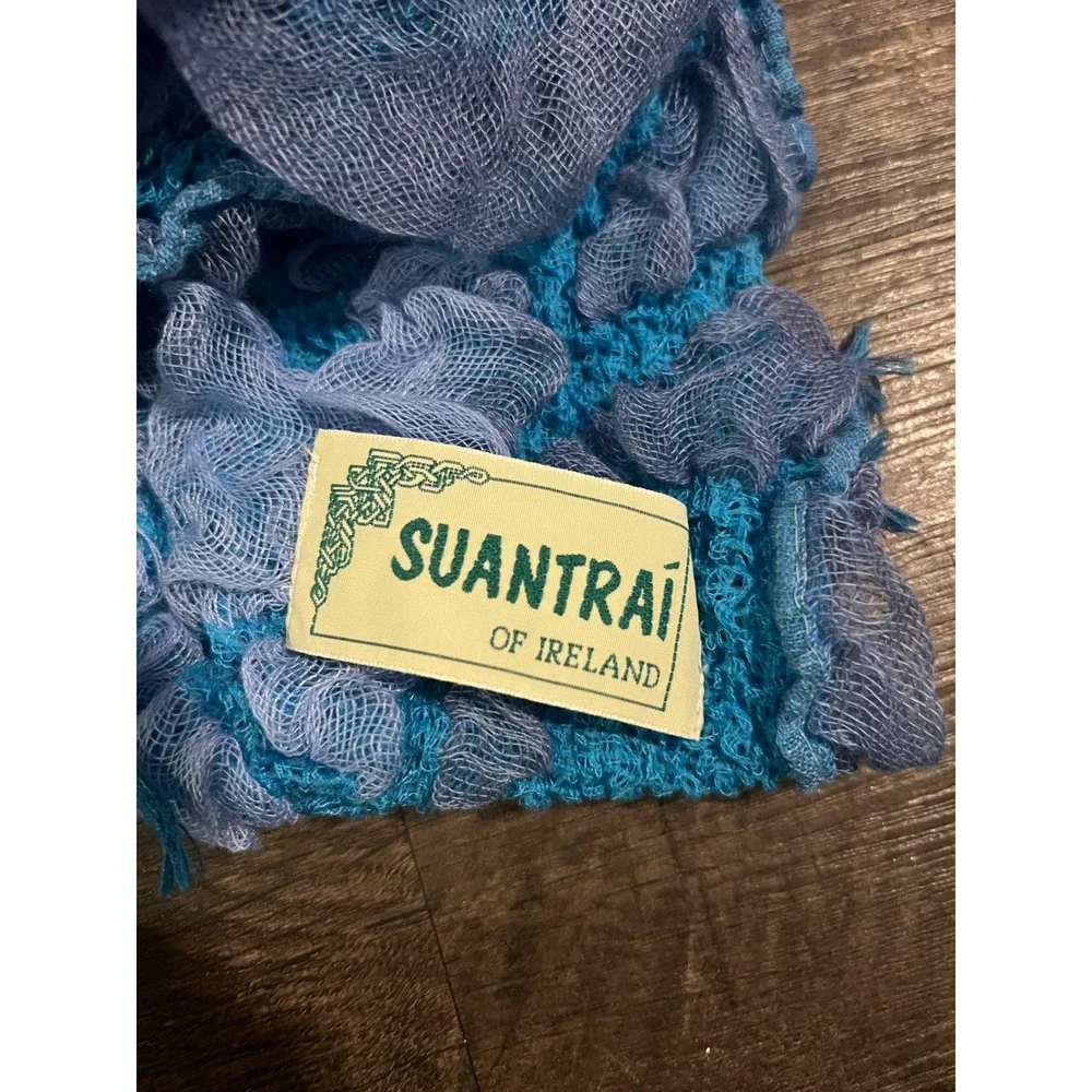 Suantraí of Ireland Women Scarf Ruffle Gauze Mesh Blue OS
